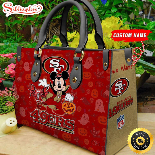 Discover Custom Name football San Francisco ers Mickey Leather Handbag For Fans