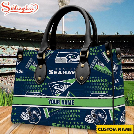 Custom Name Seattle Seahawks football Football Women Leather Handbag
