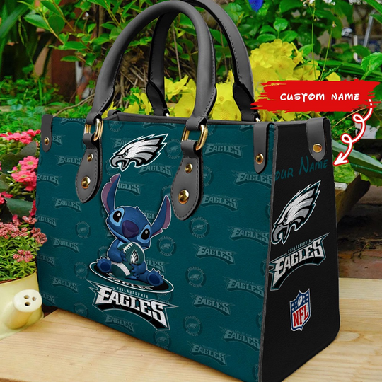 Custom Name football Philadelphia Eagles Stitch Women Hand Bag