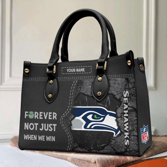 Custom Name football Seattle Seahawks Forever Not Just When We Win Leather Hand Bag