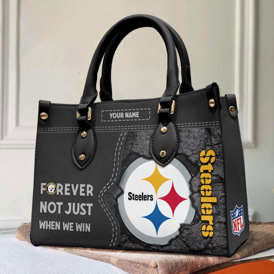 Discover Custom Name football Pittsburgh Steeler Forever Not Just When We Win Leather Hand Bag