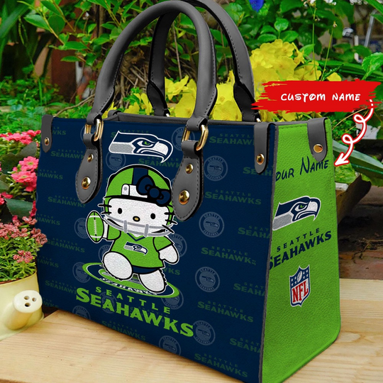 Custom Name football Seattle Seahawks Kitty Women Hand Bag