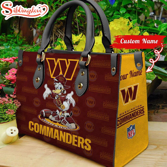 Custom Name football Washington Commanders Donald Duck Leather Handbag For Fans