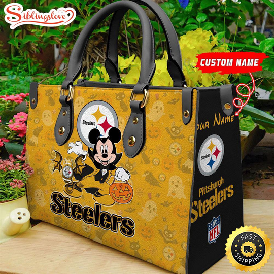 Discover Custom Name football Pittsburgh Steeler Mickey Leather Handbag For Fans