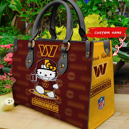 Custom Name football Washington Commanders Kitty Women Hand Bag