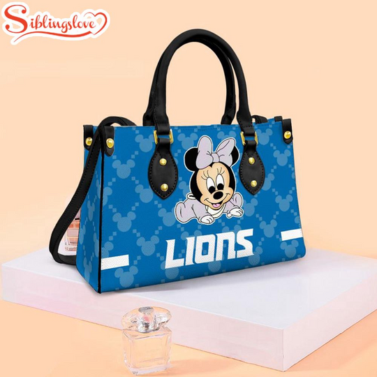 Detroit Lions football Minnie Baby Cute Leather Handbag