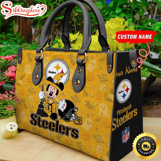Discover Custom Name football Pittsburgh Steeler Minnie Mouse Sport Women Handbag