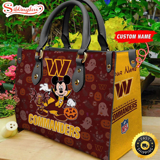 Custom Name football Washington Commanders Mickey Leather Handbag For Fans