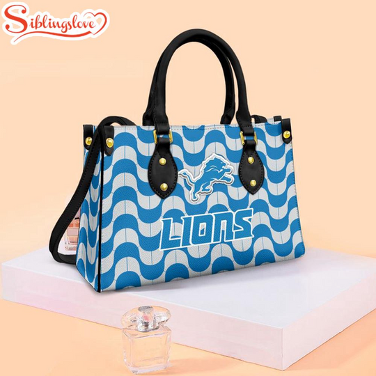 Detroit Lions Wave Pattern football Team Leather Handbag