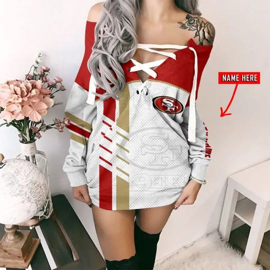 San Francisco 49ers Personalized Lace-Up Sweatshirt