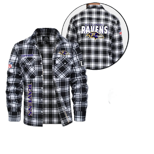 Baltimore Ravens Personalized Flannel Shirt, College Apparel, Sports Fan Gifts, Football Shirts, Super Bowl LX Shirt