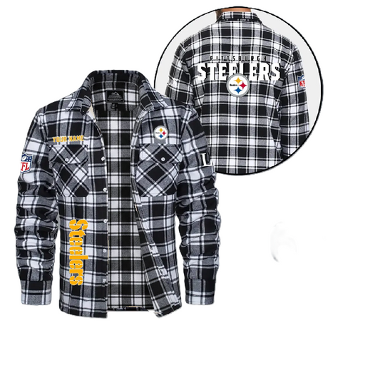 Pittsburgh Steeler Personalized Flannel Shirt, College Apparel, Sports Fan Gifts, Football Shirts, Super Bowl LX Shirt