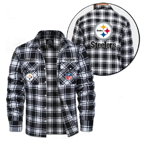 Pittsburgh Steeler Personalized Flannel Shirt, College Apparel, Sports Fan Gifts, Football Shirts