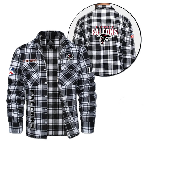 Atlanta Falcons Personalized Flannel Shirt, College Apparel, Sports Fan Gifts, Football Shirts, Super Bowl LX Shirt