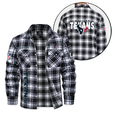Houston Texans Personalized Flannel Shirt, College Apparel, Sports Fan Gifts, Football Shirts, Super Bowl LX Shirt