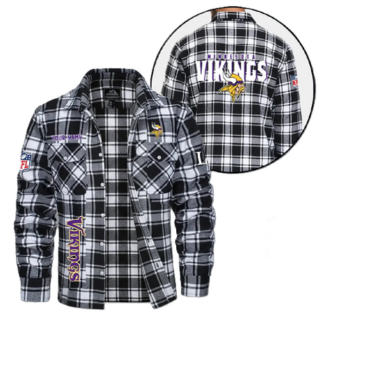 Minnesota Vikings Personalized Flannel Shirt, College Apparel, Sports Fan Gifts, Football Shirts, Super Bowl LX Shirt