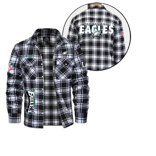 Philadelphia Eagles Personalized Flannel Shirt, College Apparel, Sports Fan Gifts, Football Shirts, Super Bowl LX Shirt