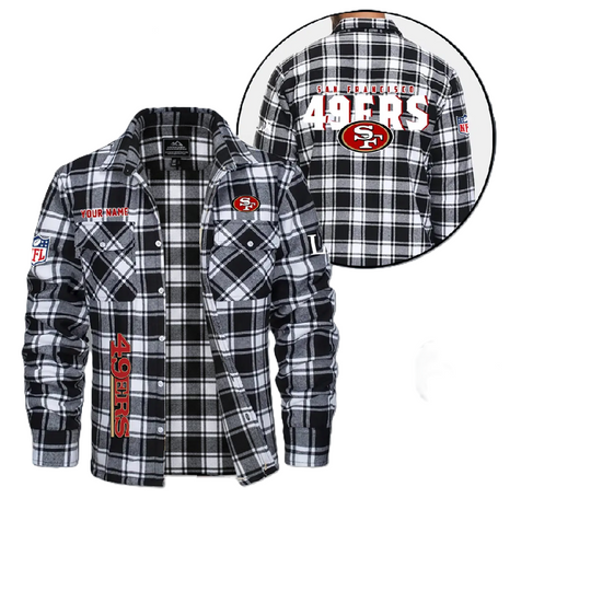 San Francisco 49ers Personalized Flannel Shirt, College Apparel, Sports Fan Gifts, Football Shirts, Super Bowl LX Shirt