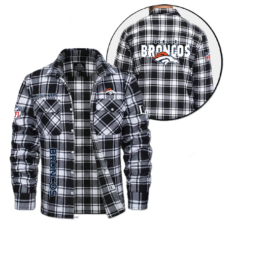 Denver Broncos Personalized Flannel Shirt, College Apparel, Sports Fan Gifts, Football Shirts, Super Bowl LX Shirt