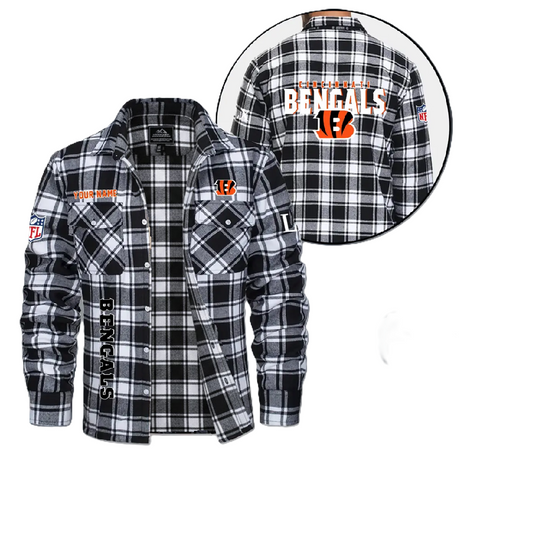 Cincinnati Bengals Personalized Flannel Shirt, College Apparel, Sports Fan Gifts, Football Shirts, Super Bowl LX Shirt