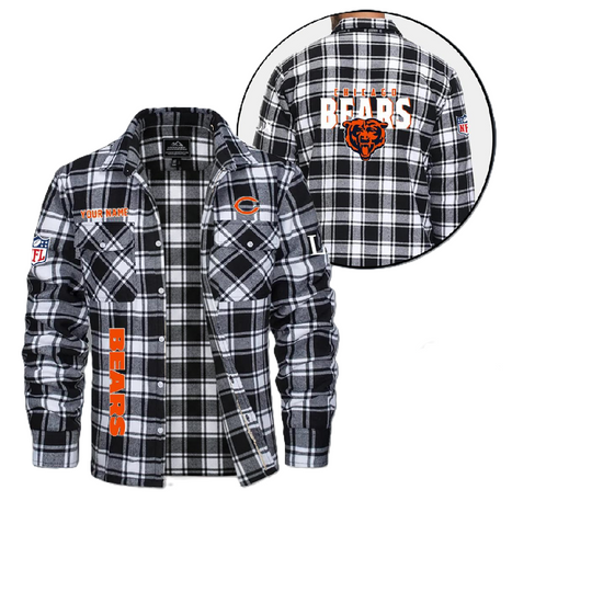 Chicago Bears Personalized Flannel Shirt, College Apparel, Sports Fan Gifts, Football Shirts, Super Bowl LX Shirt