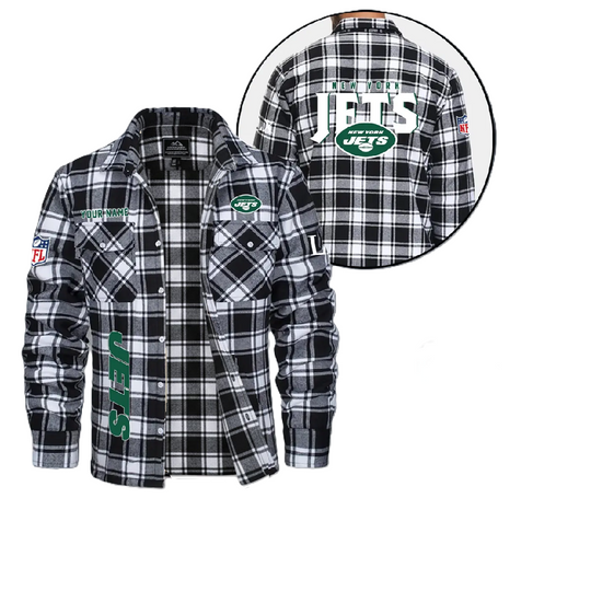New York Jets Personalized Flannel Shirt, College Apparel, Sports Fan Gifts, Football Shirts, Super Bowl LX Shirt