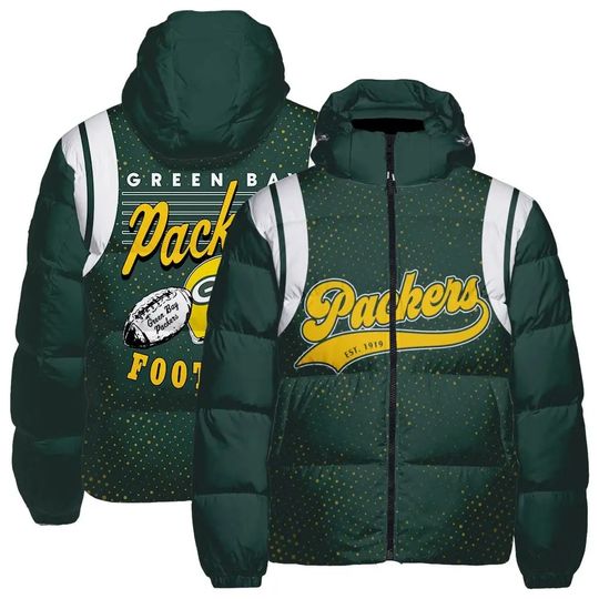 Discover Green Bay Packers Hooded Puffer Jacket, Football Fan Jacket, Gameday