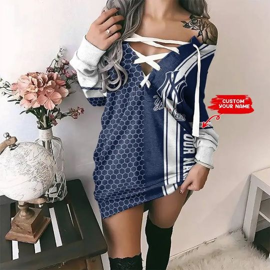 New York Yankees Personalized Lace-Up Sweatshirt