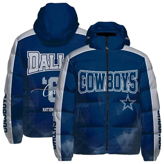 Dallas Cowboys National Football League Black Hooded Puffer Jacket, Game Day Jacket