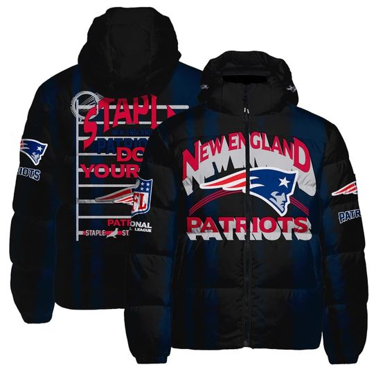 New England Patriots  Hooded Puffer Jacket, Football Fan Jacket, Gameday