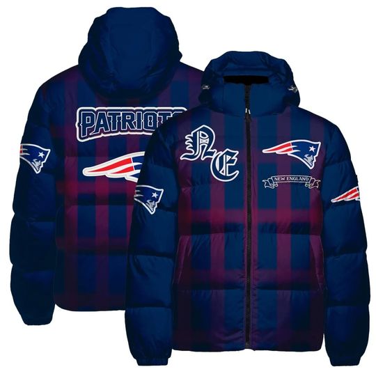 Discover New England Patriots Hooded Puffer Jacket, Football Fan Jacket, Gameday