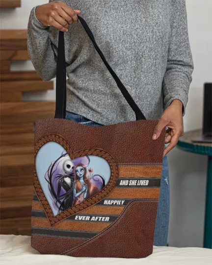 Discover Personalized Jack Skellington Sally Tote Bag, The Nightmares Handbag Lovers Gift