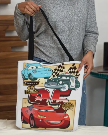 Discover Personalized Lightning McQueen Tote Bag, Disney Cars Racing Handbag Lovers Gift