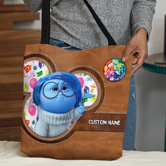 Personalized Disney Inside Out Tote Bag, Inside Out Sadness Shoulder Bag Gift