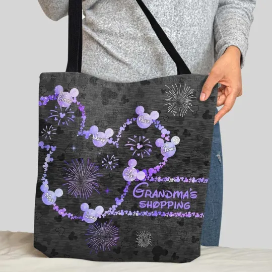 Discover Personalized Disney Grandma Tote Bag, Best Nana Grandkids Names Handbag Gift