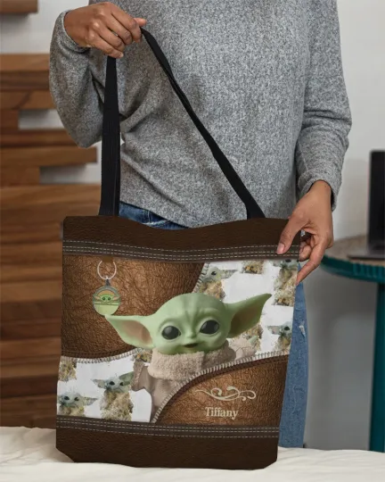 Discover Personalized Baby Yoda Grogu Tote Bag, Star Wars The Force Handbag Lovers Gift