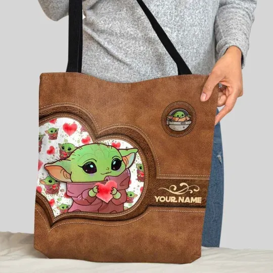 Discover Personalized Baby Yoda Grogu Tote Bag, Star Wars The Force Handbag Lovers Gift