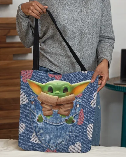 Discover Personalized Baby Yoda Grogu Tote Bag, Star Wars The Force Handbag Lovers Gift