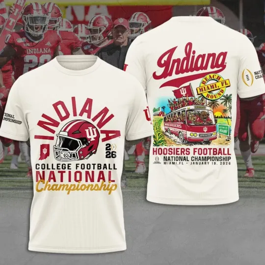 Discover Indiana Hosiers Football 2026 Peach Bowl Champions 3D Shirt S-5XL M38