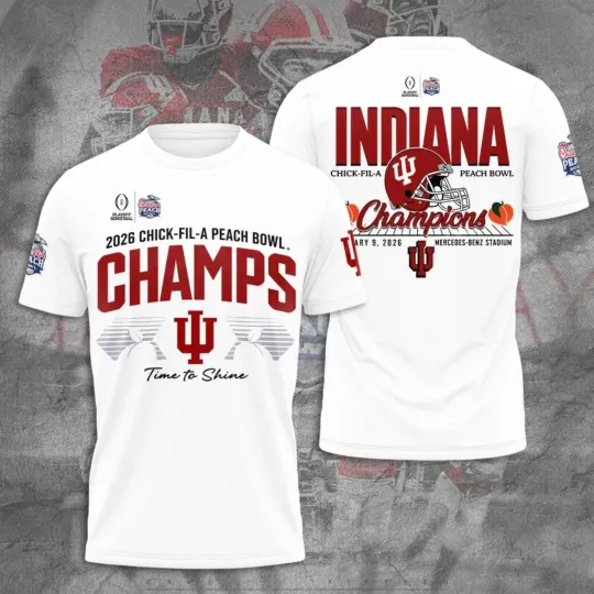 Indiana Hosiers Football 2026 Peach Bowl Champions 3D Shirt