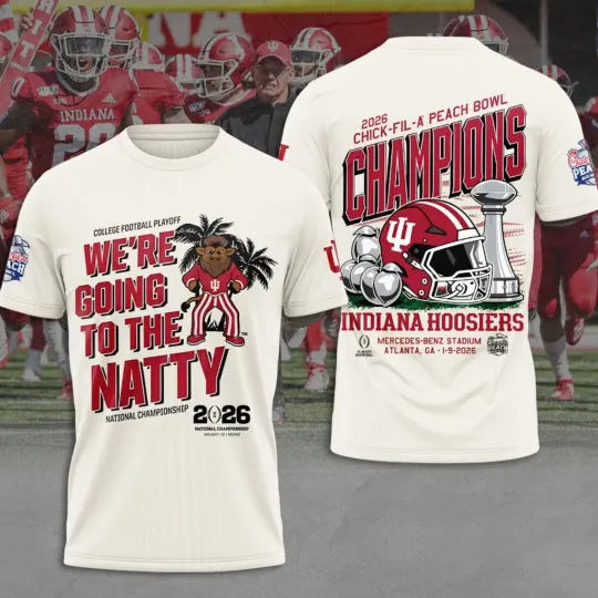 Discover Indiana Hosiers Football 2026 Peach Bowl Champions 3D Shirt S-5XL M33