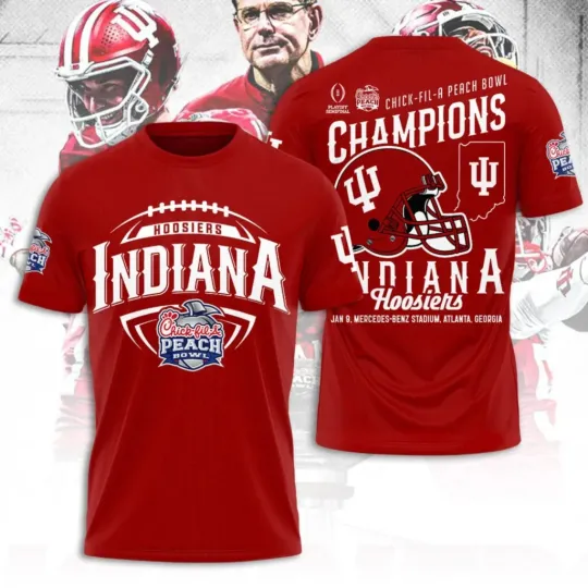 Indiana Hosiers Football 2026 Peach Bowl Champions 3D Shirt