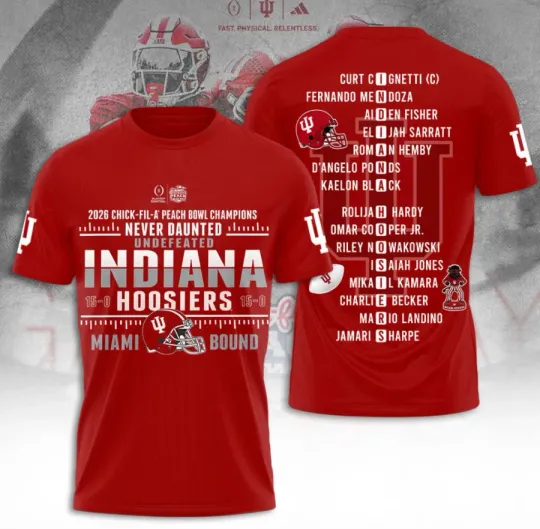 Discover Indianaa Hoosi-Er1 Football 3D T-Shirt Fullsize Xs-5Xl