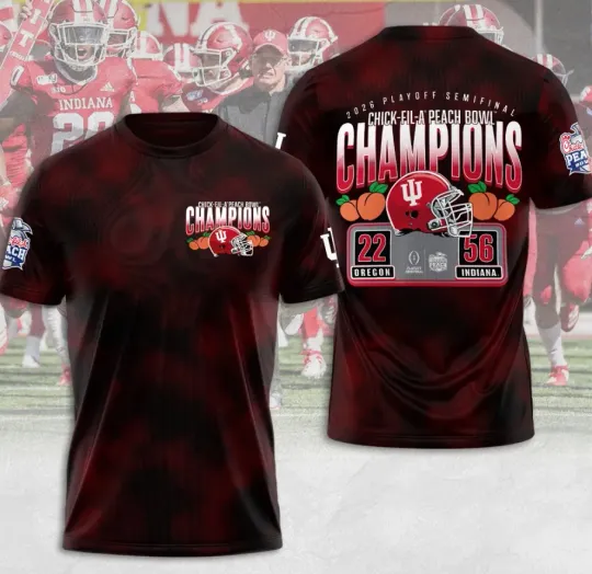 Discover Indianaa Hoosi-Er Peach Bowl Champions 3D T-Shirt Gift For Fans
