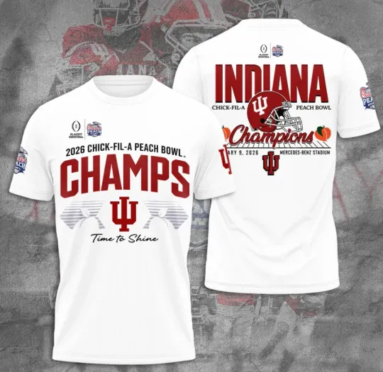 Indianna Hoosi1Er 2026 Peach Bowl Champions 3D T-Shirt
