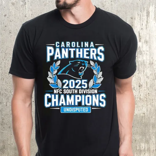 Discover Carolina Panthers 2025 NFC South Division Champions Undisputed T-Shirt