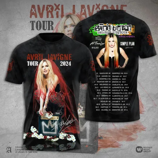 Avril Lavigne Tour The Greatest Hits Tour Celebration T-Shirt 3D Gift for Fan