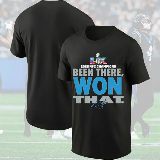Discover Been There Won That Carolina Panthers 2025 NFC Champions T-Shirt, Size S-5XL