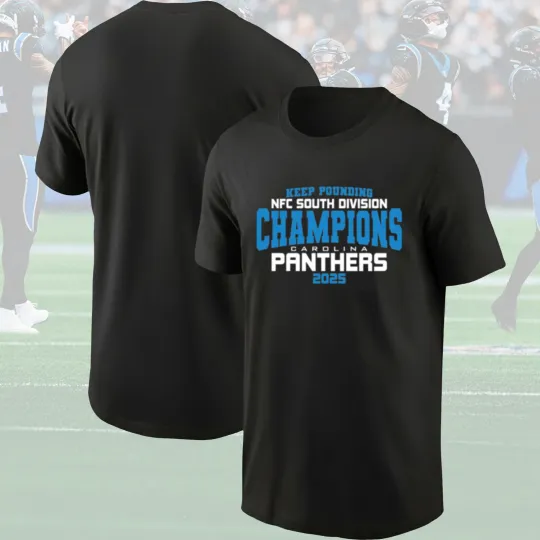 Discover Carolina Panthers 2025 NFC South Division Champions T-Shirt Gift For Fan