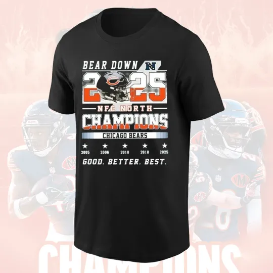 Discover Chicago Football 2025 N.F.C North Division Champions TShirt V2 - Gift For Fan